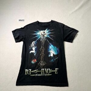 Death Note Anime T Shirt Mens S Black Light Yagami Graphic Crew Neck Pullover